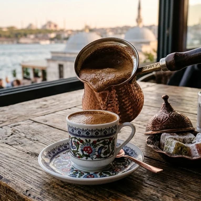 Geleneksel Bol Köpüklü Türk Kahvesi